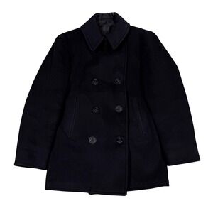 Vintage WWII US Navy USN Men's 100% Wool Winter Black Pea Coat Uniform Sz 36‎
